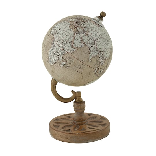 9&#x22; Brown Metal &#x26; Wood Traditional Globe